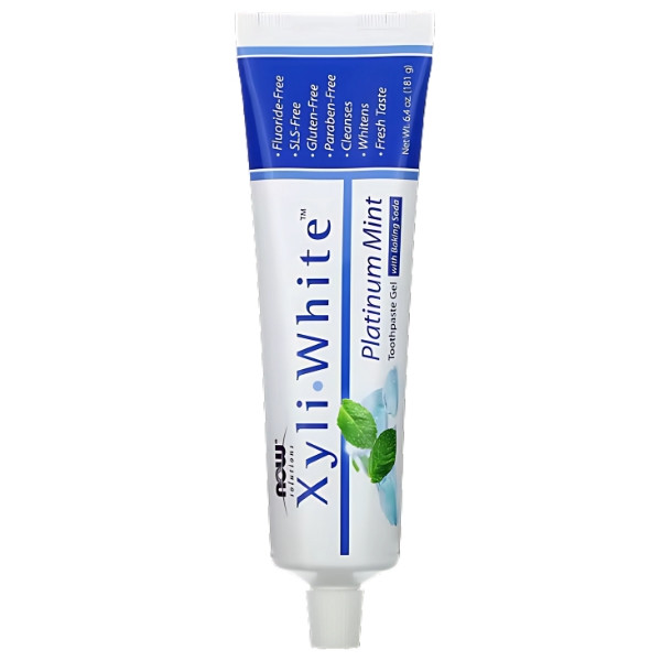 NOW Foods XyliWhite Platinum Mint - gel toothpaste with xylitol and baking soda, fluoride and paraben free 181 g