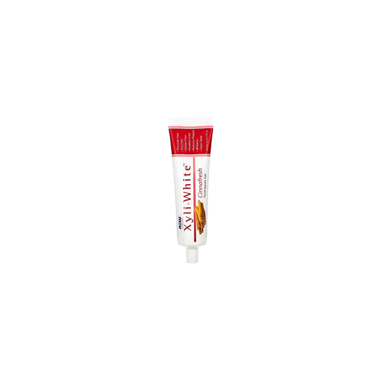 NOW Foods XyliWhite Cinnafresh natural gel toothpaste with xylitol, fluoride and paraben free 181 g
