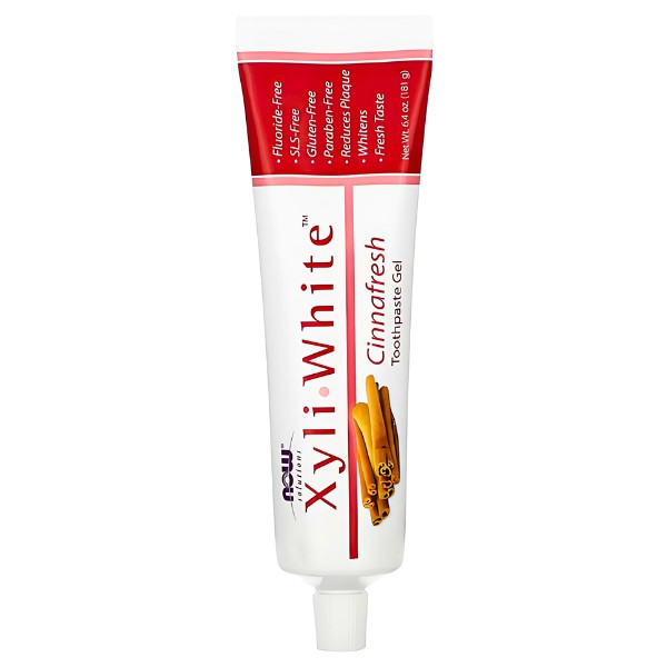 NOW Foods XyliWhite Cinnafresh natural gel toothpaste with xylitol, fluoride and paraben free 181 g
