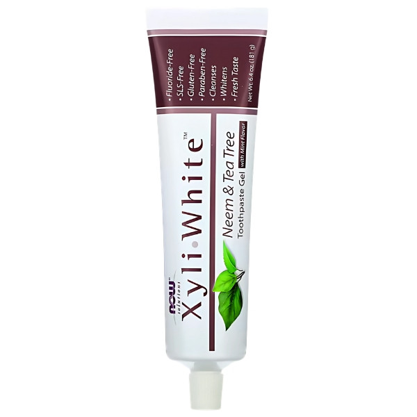 NOW Foods XyliWhite Neem & Tea Tree gel toothpaste with xylitol, tea tree oil without fluoride 181 g