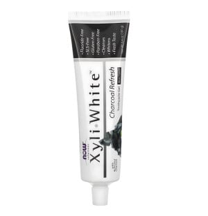 NOW Foods XyliWhite Charcoal Refresh toothpaste with activated charcoal, xylitol and mint, fluoride and paraben free 181 g