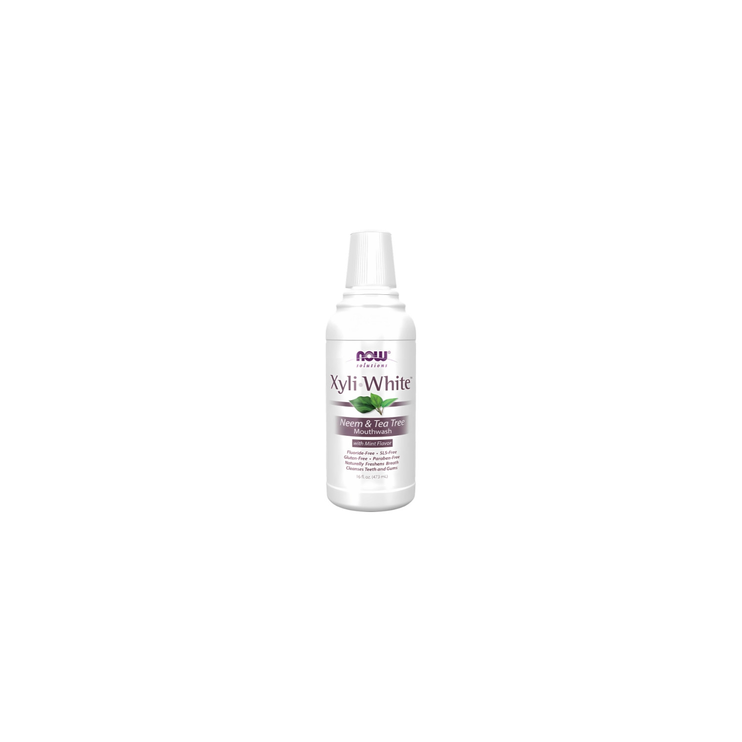 NOW Foods XyliWhite Neem & Tea Tree Mouthwash – płyn do płukania ust z miętą, bez fluoru i SLS 473 ml