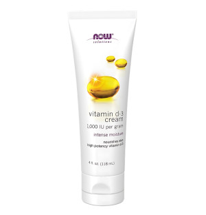 NOW Foods Vitamin D-3 Creme - feuchtigkeitsspendende Creme mit hochwirksamen 1000 IU/g Vitamin D3 118 ml