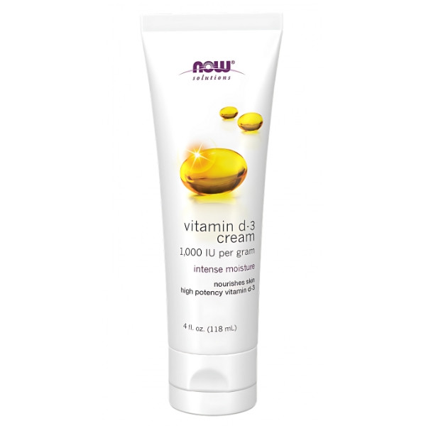NOW Foods Vitamin D-3 Cream - moisturising cream with high-potency 1000 IU/g vitamin D3 for intensive skin care 118 ml
