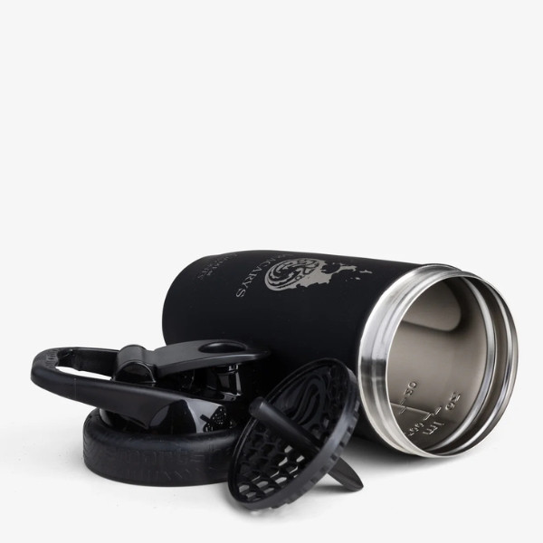 Reforce Dracarys Shaker 900ml - interior of steel shaker with strainer and screw cap with Game of Thrones motif