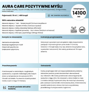 Aura Care Positive Thoughts supplement – 14100 mg of adaptogens. 6 herbal oil macerates, alcohol-free, vegan friendly