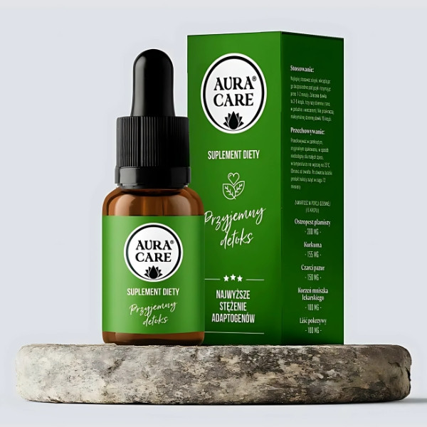 Aura Care Pleasant Detox - adaptogens in drops, natural detoxification support with thistle, turmeric and nettle