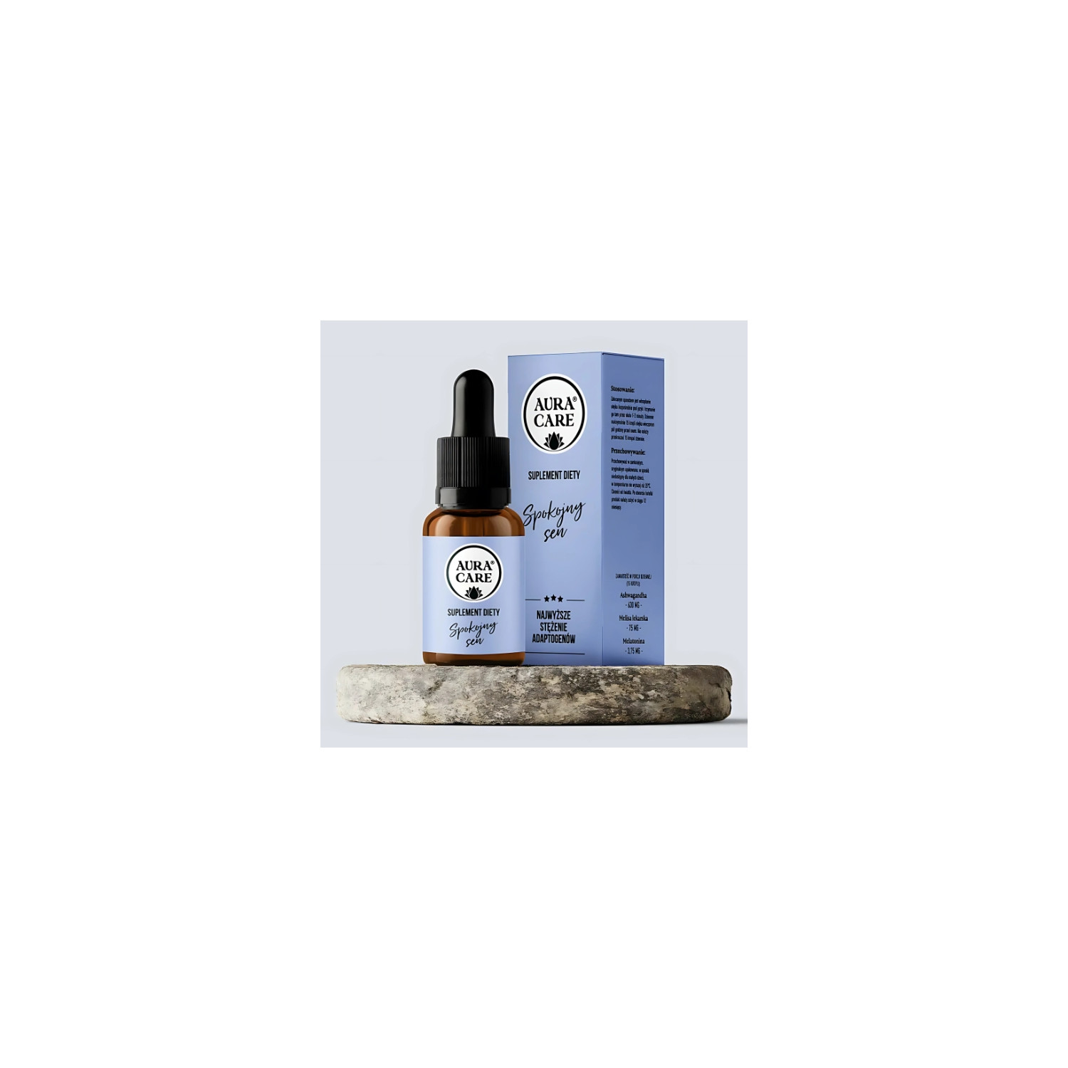 Aura Care Peaceful Sleep – an adaptogenic formula with melatonin, lemon balm, and ashwagandha