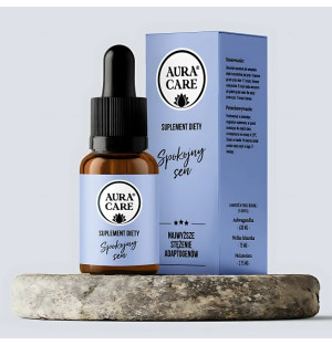 Aura Care Ruhiger Schlaf – eine adaptogene Formel mit Melatonin, Melisse und Ashwagandha.