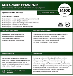 Aura Care Digestion adaptogenic oil - 14100 mg of plant ingredients. Contains 5 oil macerates, supports digestion