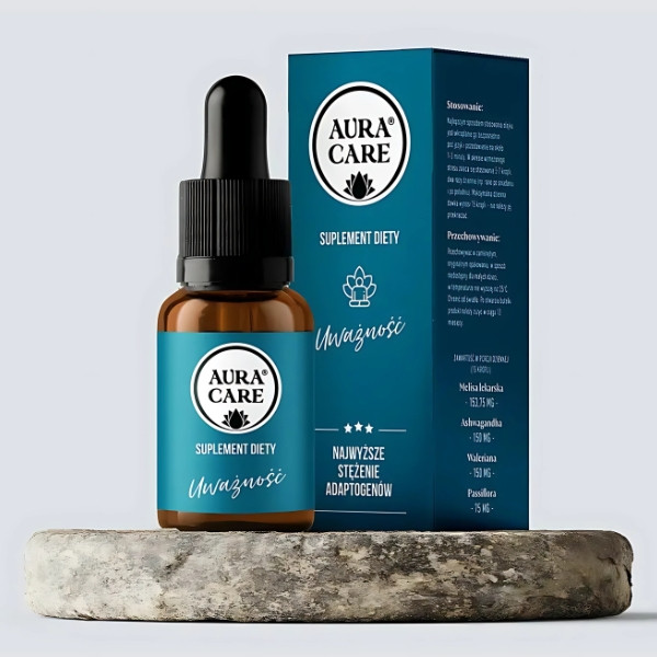 Aura Care Mindfulness 15 ml - dietary supplement. High concentration of adaptogens to support concentration, calmness