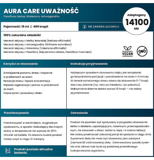 Aura Care Mindfulness - adaptogens 14100 mg. Natural relaxation support. Melissa, ashwagandha, valerian, passion flower