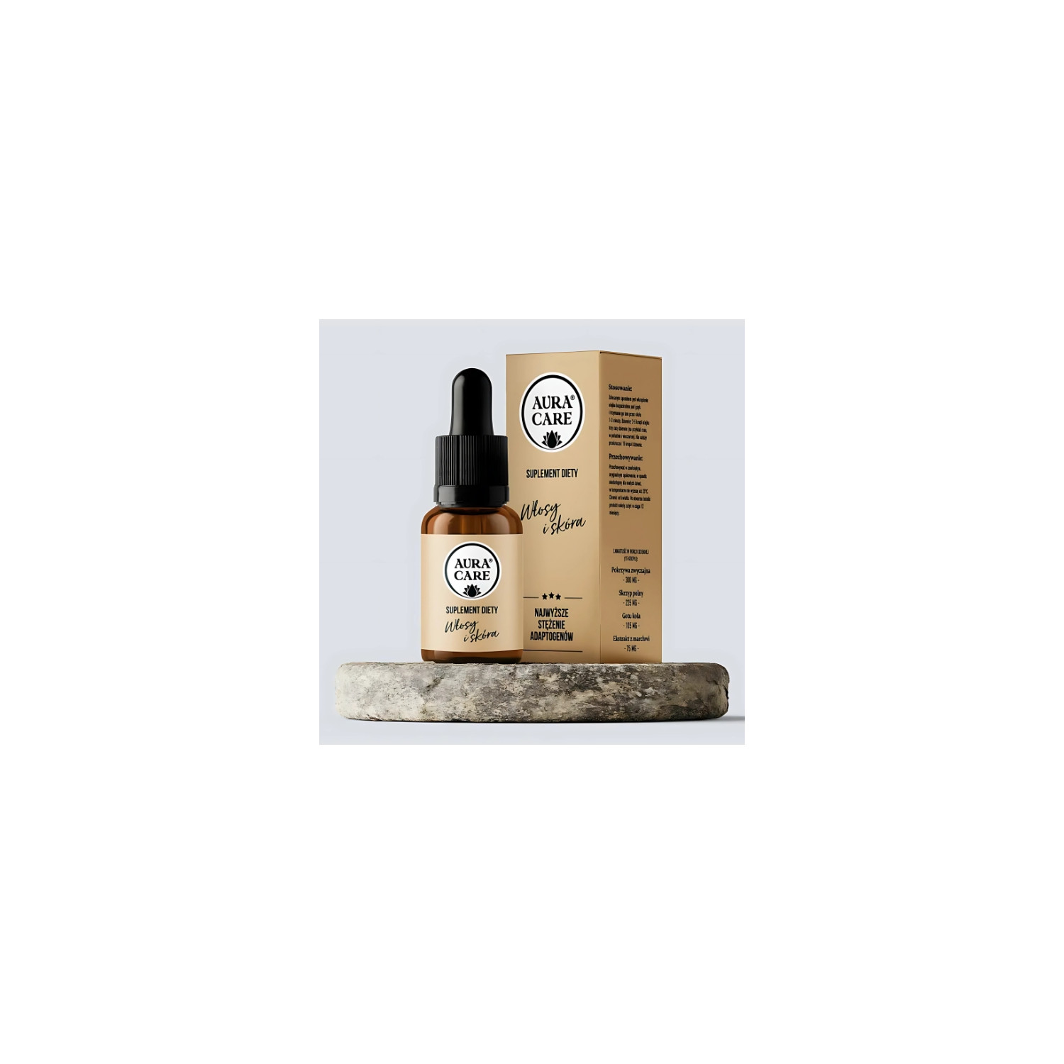 Aura Care hair and skin supplement with adaptogens - natural support for hair condition, skin regeneration