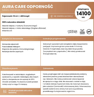 Zusammensetzung von Aura Care Kids Immunity 15 ml - Kurkuma, Ingwer und Vitamin D3 zur Unterstützung des Immunsystems