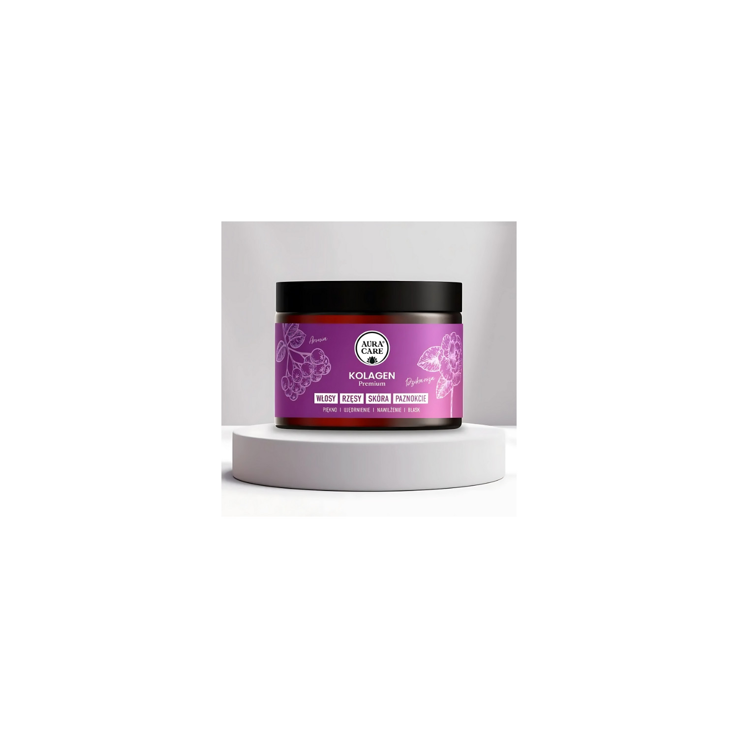 Aura Care Premium Beauty Collagen - a supplement for hair, eyelashes, skin and nails with rosehip and nettle, 200 g package