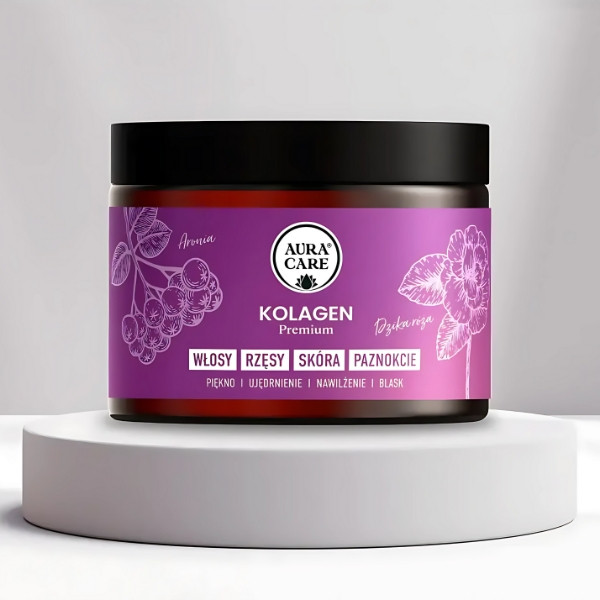 Aura Care Premium Beauty Collagen - a supplement for hair, eyelashes, skin and nails with rosehip and nettle, 200 g package