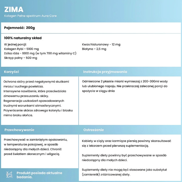 Skład produktu Aura Care Kolagen Premium Zima 200g