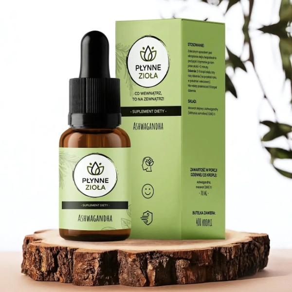 Ashwagandha 15 ml marki Płynne Zioła – adaptogen wspierający odporność, redukcję stresu i poprawę nastroju