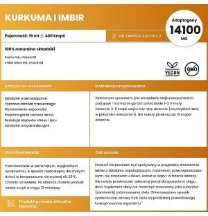 Liquid Herbs Turmeric and Ginger 15 ml – natural macerate of turmeric and ginger, 14,100 mg of adaptogens