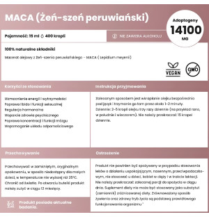 Płynne Zioła Maca 15 ml – adaptogen z żeń-szeniem peruwiańskim, 14100 mg ekstraktu roślinnego