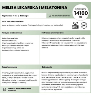 Płynne Zioła Melisa lekarska i Melatonina – 100% naturalne składniki, właściwości antystresowe i wspomagające sen