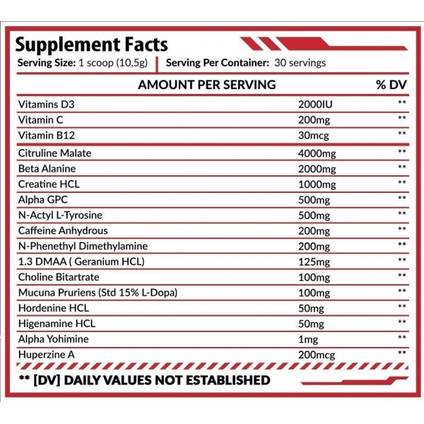 Zusammensetzung HERO NUTRITION RED ALERT 315G