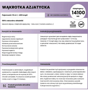 Wąkrotka azjatycka (Centella asiatica) – 14100 mg adaptogenów, działanie przeciwstarzeniowe, poprawa pamięci i koncentracji