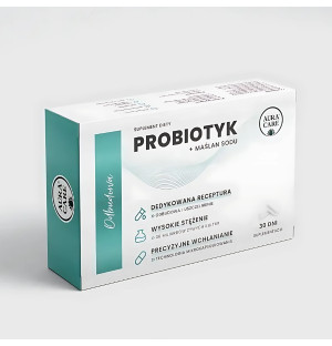 Probiotikum Aura Care mit Natriumbutyrat – 30 Kapseln. Unterstützt die Regeneration des Darms, enthält 36 Milliarden KBE
