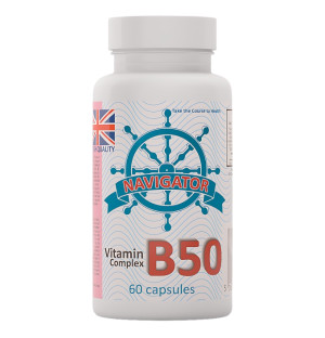 Navigator Vitamin B50 Complex – bottle of 60 capsules supporting the nervous system, energy metabolism, and the body’s immunity