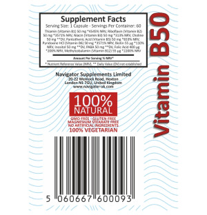 Navigator Vitamin B50 Complex – composition, nutritional values, and details about vegetarian capsules supporting health