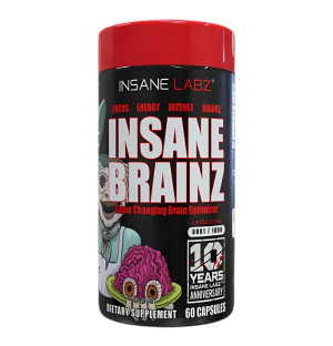 Insane Labz Brainz - 615 mg nootropic blend per capsule. Improves focus and cognitive function