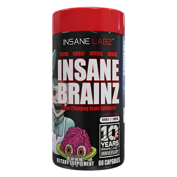 Insane Labz Brainz - 615 mg nootropic blend per capsule. Improves focus and cognitive function