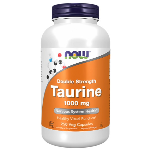 NOW Foods Taurine 1000 mg – Nahrungsergänzungsmittel, 250 vegane Kapseln, unterstützt die Gesundheit des Nervensystems