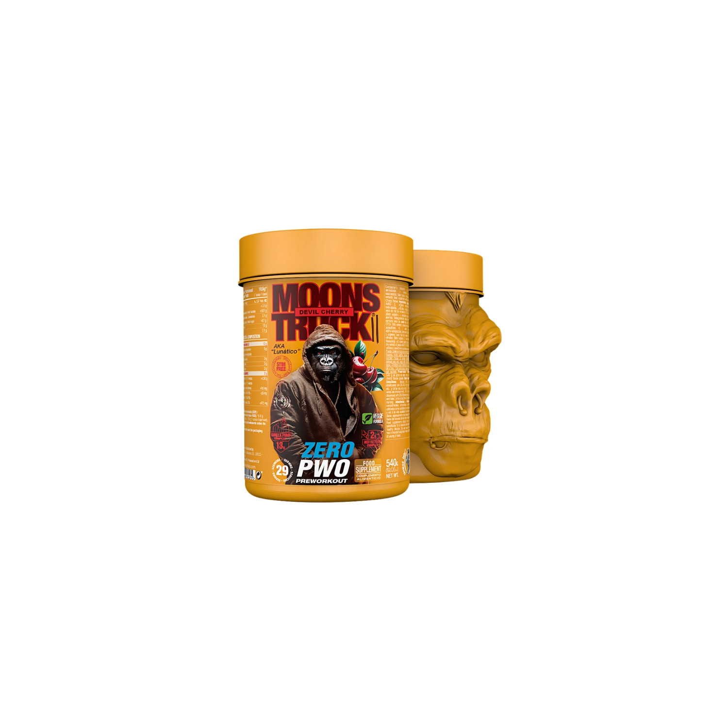 Zoomad Labs Moonstruck II Zero Devil Cherry – Pre-Workout-Supplement ohne Stimulanzien, Gorilla Pump-Formel, 540 g