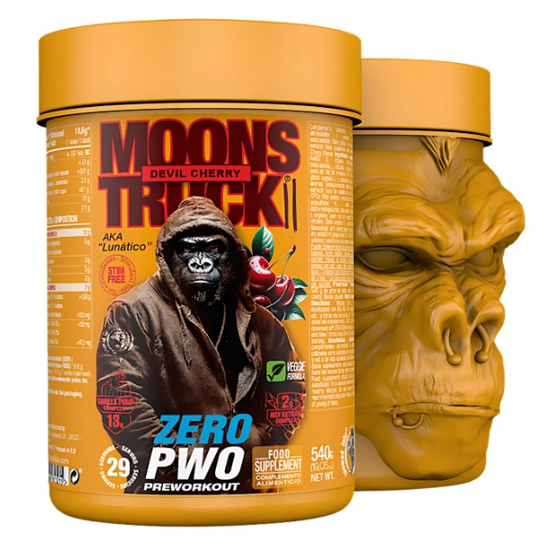Zoomad Labs Moonstruck II Zero Devil Cherry – Pre-Workout-Supplement ohne Stimulanzien, Gorilla Pump-Formel, 540 g