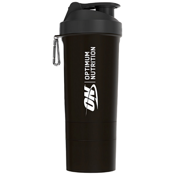 Optimum Nutrition Smart Shaker Lite 600 ml black shaker with logo, sturdy and leak-proof for preparing supplements