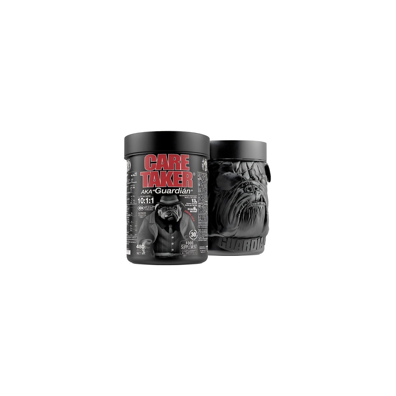 Zoomad Labs Caretaker BCAA 10:1:1 480 g Nahrungsergänzungsmittel mit dem charakteristischen Bulldoggenlogo, Aminosäuren