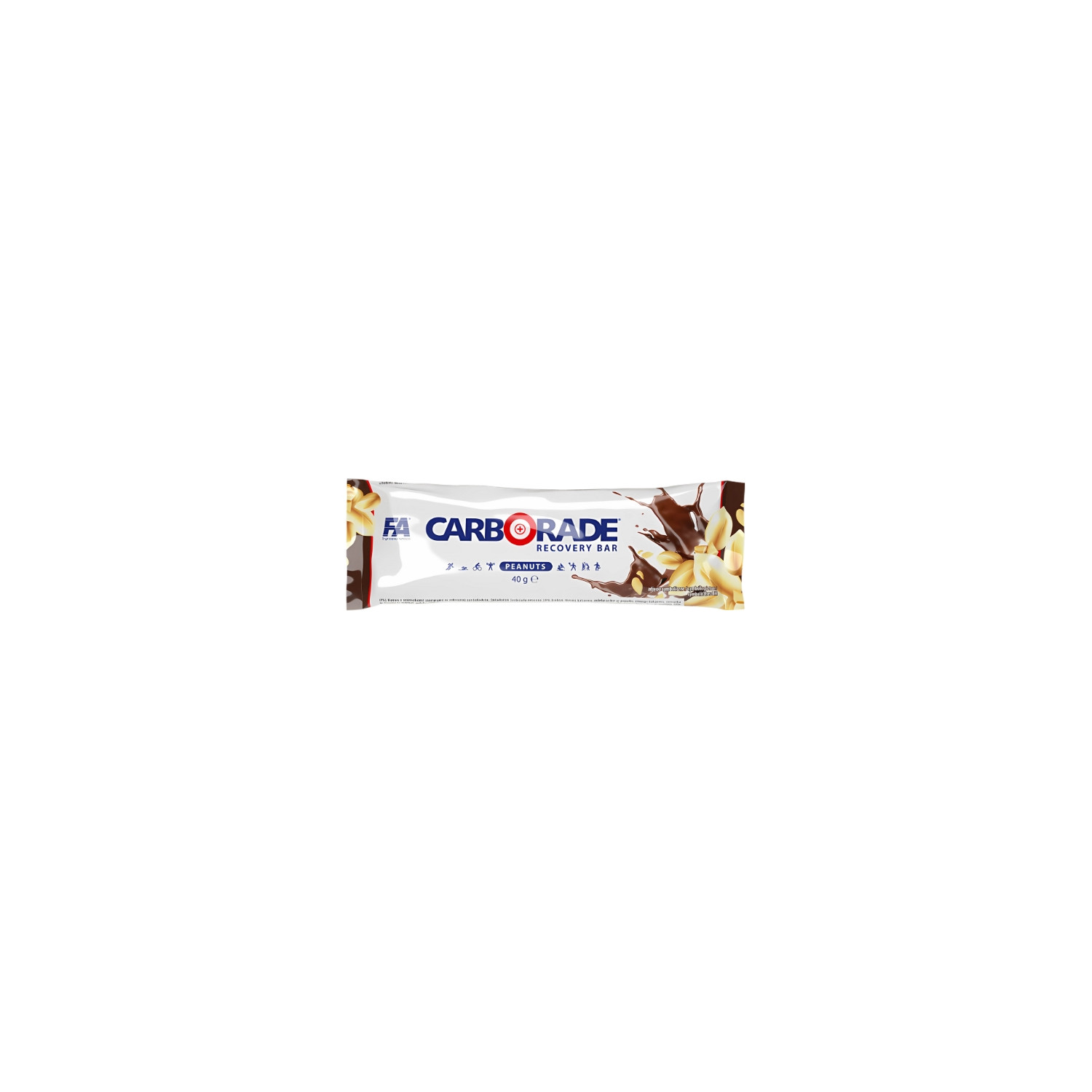 FA High Carb Bar CARBORADE Recovery Bar 40 g Schokolade-Nuss – Verpackung eines Riegels mit Schokolade und Nüssen