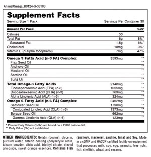 Skład produktu Universal Animal Omega 30 saszetek