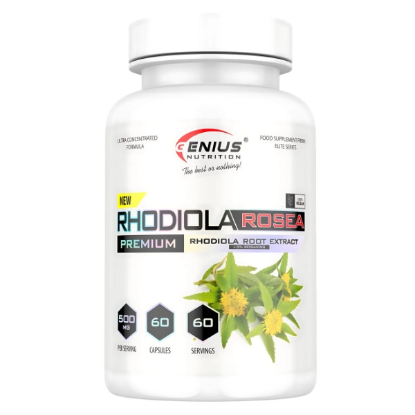 Genius Nutrition Rhodiola Rosea 500 mg – Nahrungsergänzungsmittel mit Rosenwurz-Extrakt, 60 Kapseln