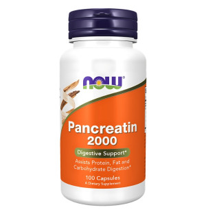 NOW Foods Pancreatin 2000 – a supplement supporting the digestion of proteins, fats and carbohydrates, 100 capsules