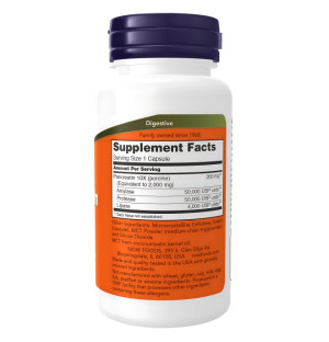 NOW Foods Pancreatin 2000 – skład, wartości odżywcze i enzymy trawienne (amylaza, proteaza, lipaza) w każdej kapsułce
