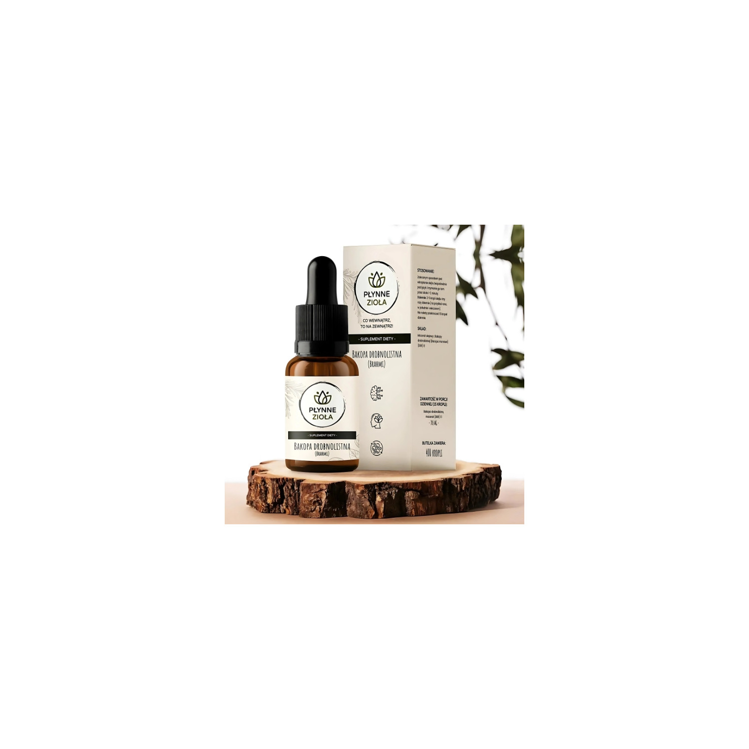 Płynne Zioła Bakopa Drobnolistna Brahmi 15 ml – właściwości, dawkowanie, skład, adaptogen 14100 mg, wegański, bez GMO