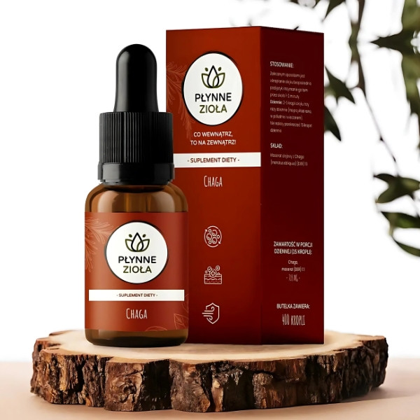 Flüssige Kräuter Chaga 15 ml –  Ölmazerat, Adaptogen, 400 Tropfen, natürlicher Extrakt aus dem Birkenpilz