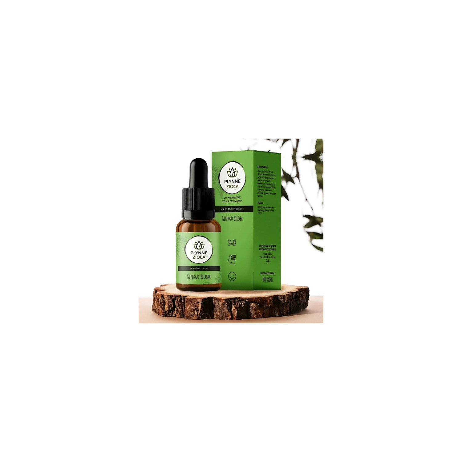 Naturalny suplement diety Płynne Zioła Ginkgo Biloba 15 ml – macerat olejowy miłorzębu japońskiego