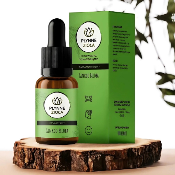 Natürliches Nahrungsergänzungsmittel Flüssige Kräuter Ginkgo Biloba 15 ml – Ölmazerat aus japanischem Ginkgo