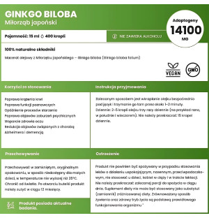 Ginkgo Biloba 14100 mg – natürliches Ölmazerat aus japanischem Ginkgo, alkoholfreies Adaptogen, fördert die Durchblutung