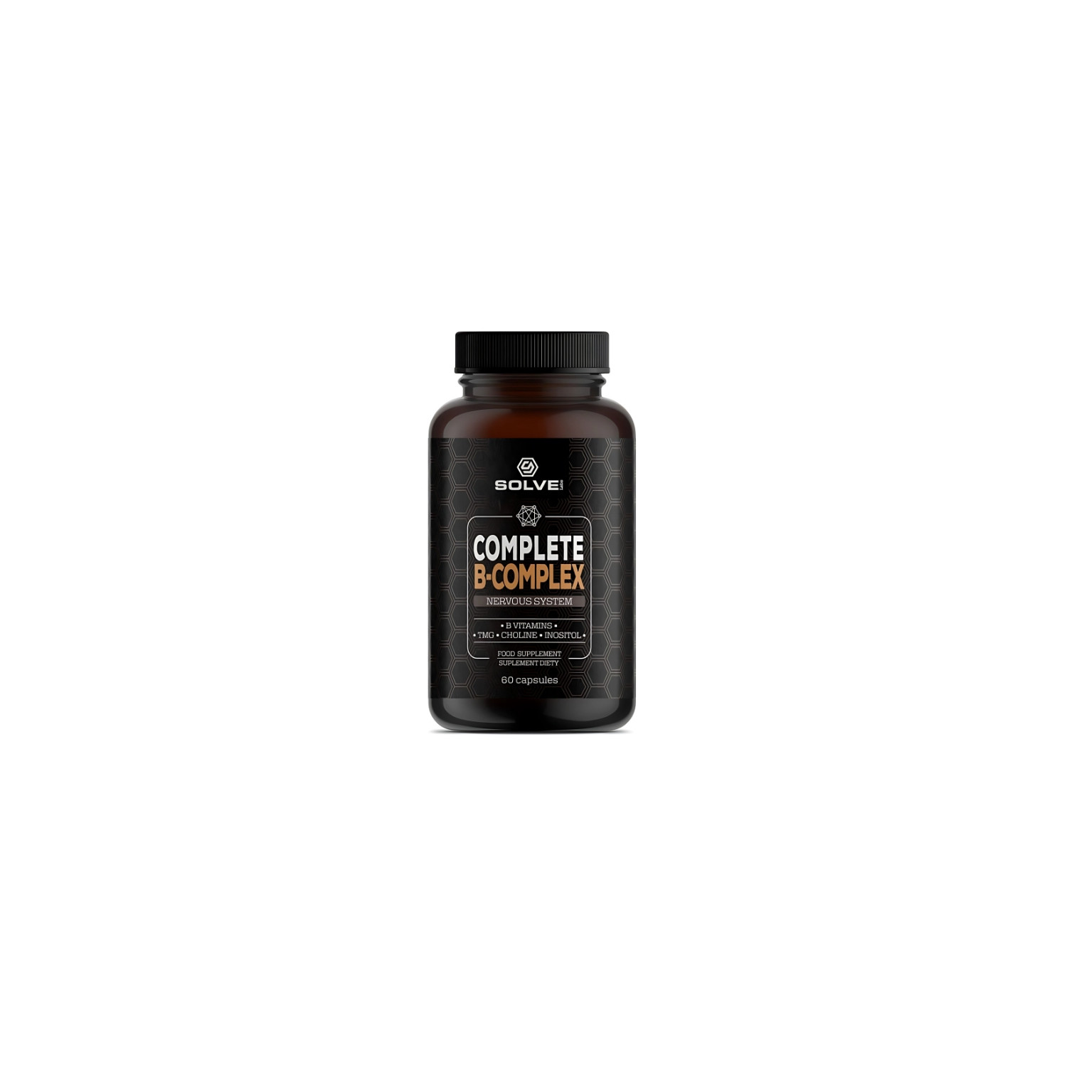 Solve Labs Complete B-Complex 60 Kapseln – Nahrungsergänzungsmittel mit B-Vitaminen, Cholin, Inositol und Betain