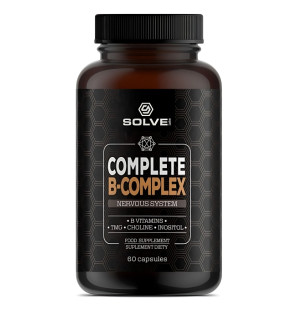 Solve Labs Complete B-Complex 60 Kapseln – Nahrungsergänzungsmittel mit B-Vitaminen, Cholin, Inositol und Betain