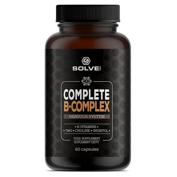 Solve Labs Complete B-Complex 60 Kapseln – Nahrungsergänzungsmittel mit B-Vitaminen, Cholin, Inositol und Betain